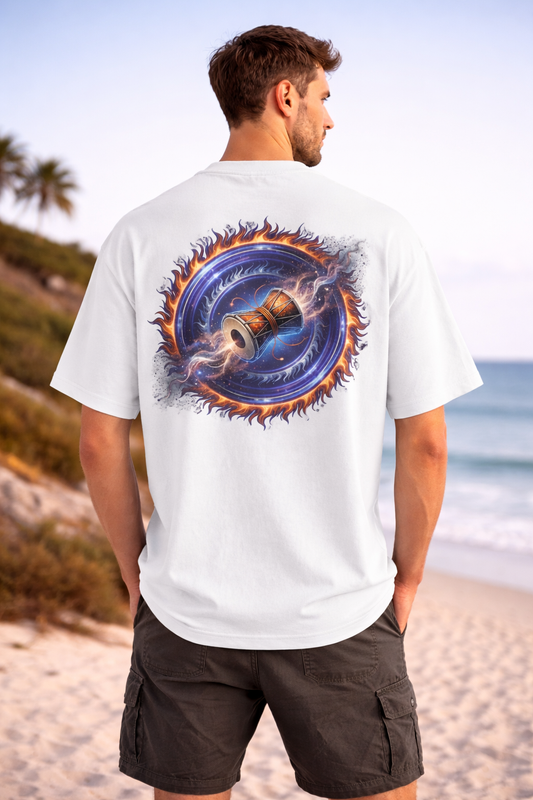 Cosmic Damaru Back Print Oversized T-Shirt