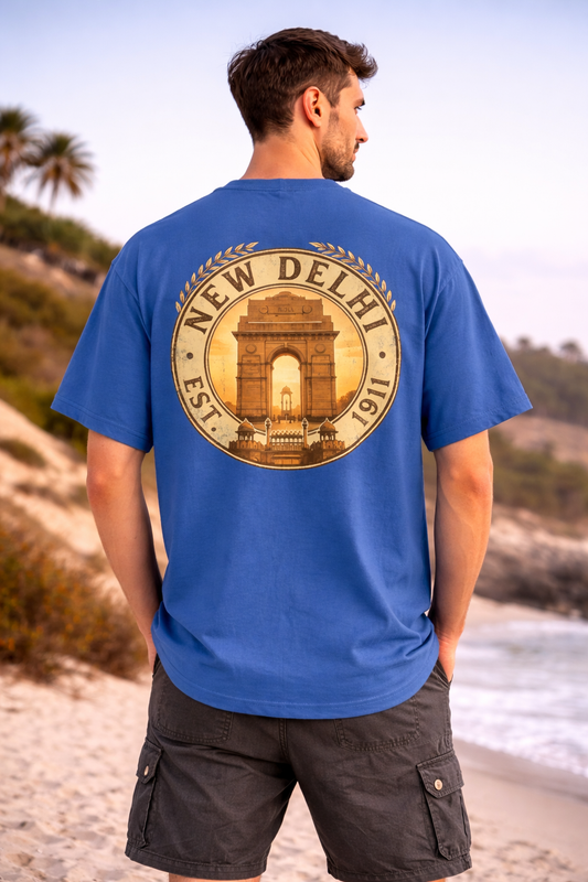 New Delhi India Gate Back Print Oversized T-Shirt